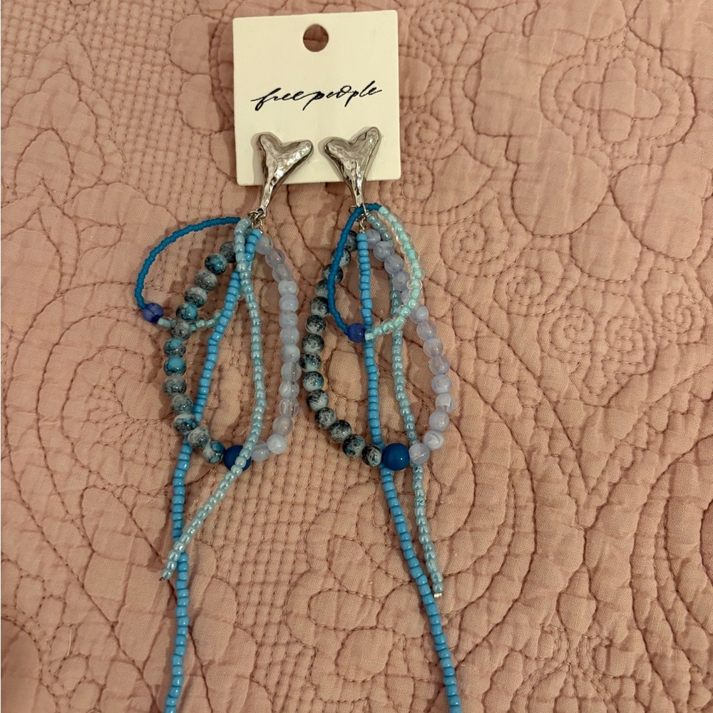 Free People whale tail Silver and Blue Earrings - Picture 2 of 4